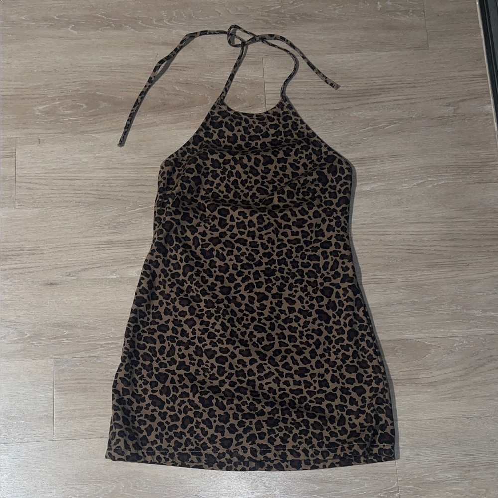 Abercrombie Leopard Print Halter Mini Dress - Brown/Black